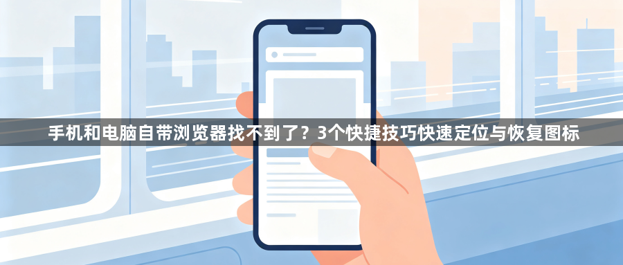 手机和电脑自带浏览器找不到了？3个快捷技巧快速定位与恢复图标1